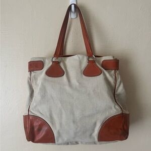Prada Canvas W/Orange Leather Tote (SOLD AS IS)